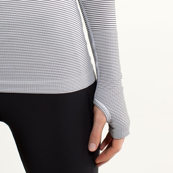 Lululemon Run Swiftly Tech Long Sleeve Crew Stripe Black White - 12 - Picture 6 of 14